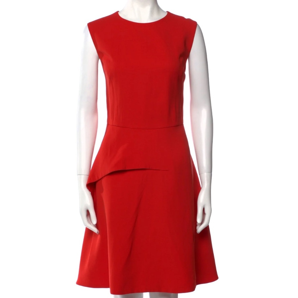 Dior Red Asymmetrical Sheath Cocktail Dress
